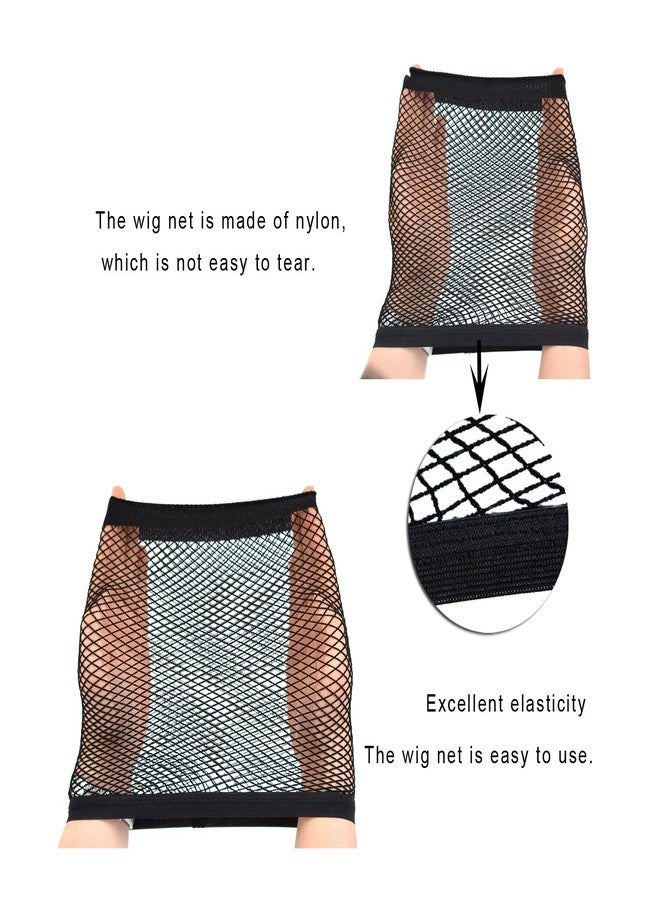 ياتشيو قطعتان من أغطية الشعر المستعار الشبكية للشعر الطويل مع غطاء شعر مستعار مفتوح الطرف، غطاء شعر مستعار للنساء (أسود، مقاس L) - Image 4